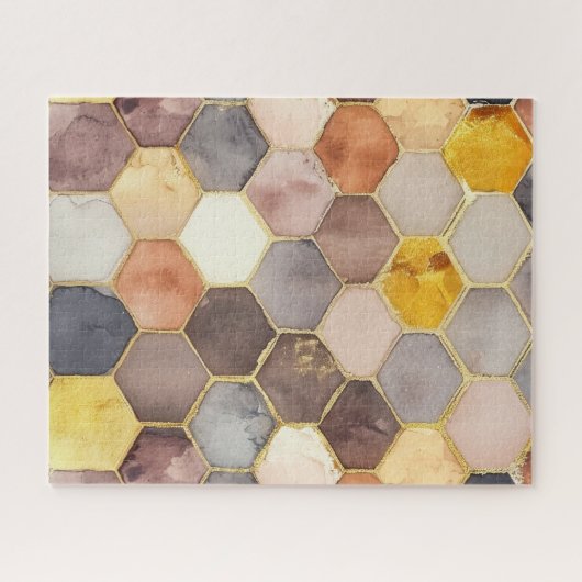 Glam Honey Comb Blush Champagne Abstrakt Puzzle (Horizontal)