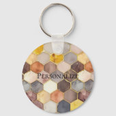 Glam Honey Comb Blush Champagne Abstrakt Schlüsselanhänger (Vorderseite)