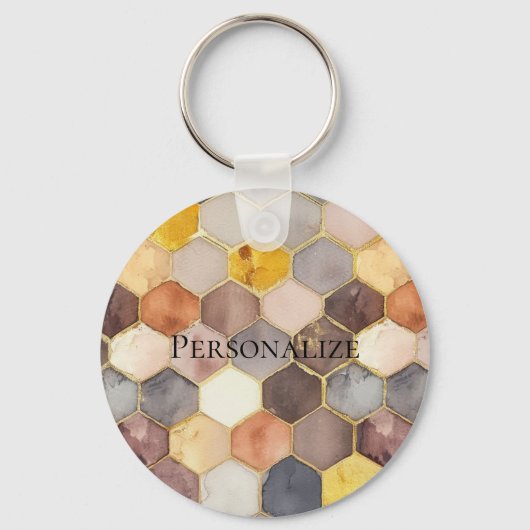 Glam Honey Comb Blush Champagne Abstrakt Schlüsselanhänger (Vorderseite)