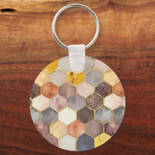 Glam Honey Comb Blush Champagne Abstrakt Schlüsselanhänger (Rückseite)