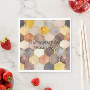 Glam Honey Comb Blush Champagne Abstrakt Serviette