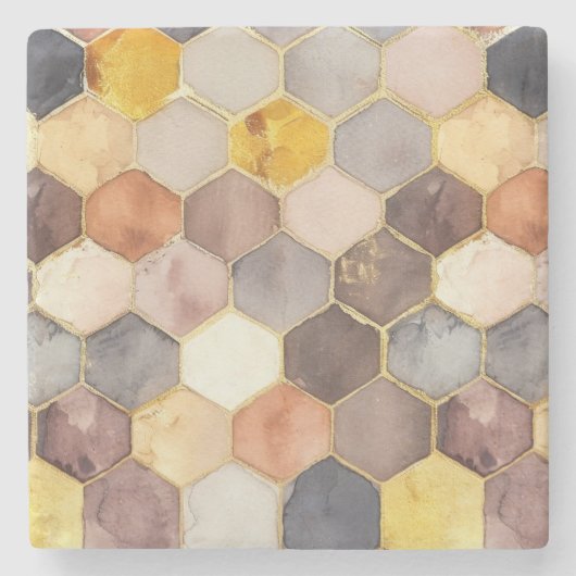 Glam Honey Comb Blush Champagne Abstrakt Steinuntersetzer (Vorderseite)