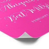 Glam Hot Pink Bat Mitzvah Begrüßungszeichen Poster (Ecke)