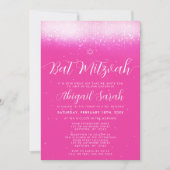 Glam Hot Pink Bat Mitzvah Einladung (Vorderseite)