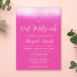 Glam Hot Pink Bat Mitzvah Einladung