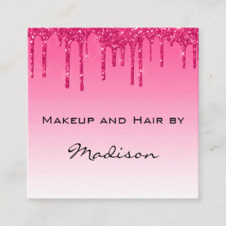 Glam Hot Pink Drilling Glitzer Tropfen Makeup Arti Quadratische Visitenkarte