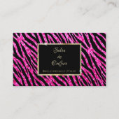 Glam Hot Pink Glitzer Zebra Print und Goldrahmen Visitenkarte (Vorderseite)