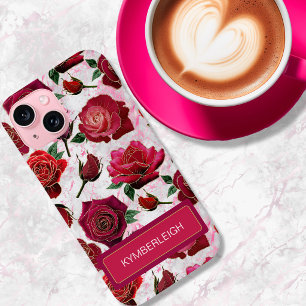 Glam Hot Pink Lila Rose Marmormonogramm Name Case-Mate iPhone Hülle