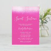 Glam Hot Pink Sweet 16 Einladung (Stehend Vorderseite)