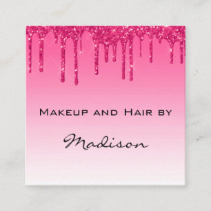 Glam Hot Pink tropfender Glitter Makeup-Artist Quadratische Visitenkarte