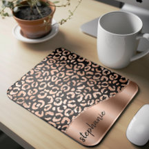 Glam Imitate Foil Leopard Spots Rose Gold Schwarze