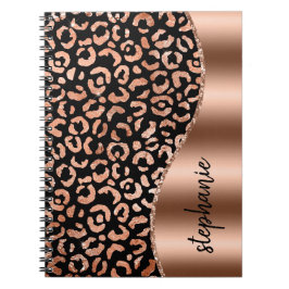 Glam Imitate Foil Leopard Spots Rose Gold Schwarze Notizblock