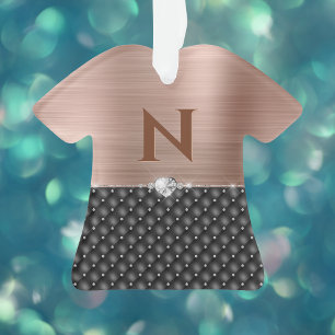 Glam-Imitate, gebürstete Kupferpolster und Monogr Ornament