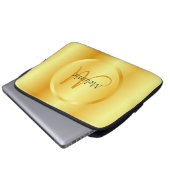 Glam Imitate Gold Elegante Moderne Monogram Vorlag Laptopschutzhülle (Vorne Knopf)