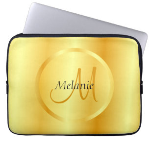 Glam Imitate Gold Elegante Moderne Monogram Vorlag Laptopschutzhülle