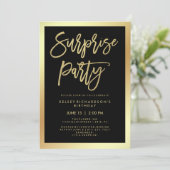 Glam Imitate Gold Typografie und Black Surprise Pa Einladung (Stehend Vorderseite)