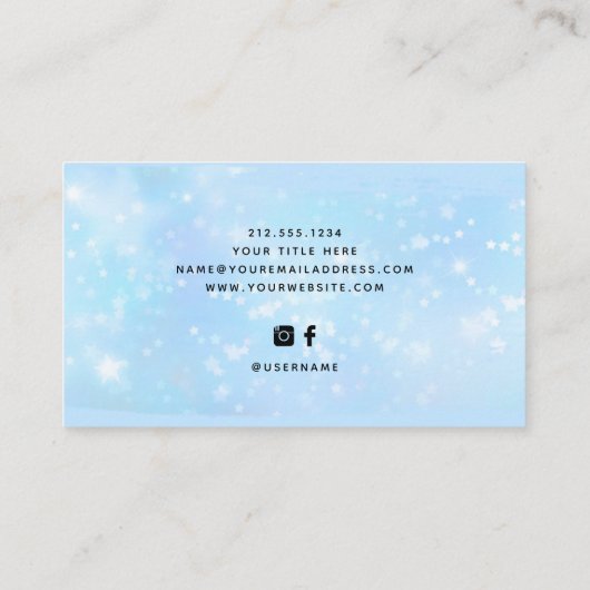 Glam Imitate Iridescent Blue mit Trendskript Visitenkarte (Rückseite)