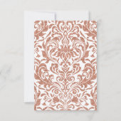 Glam Imitate Rose Gold Glitzer Damask Empfang Einladung (Rückseite)