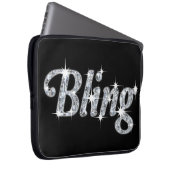 Glam Imitate Silberdiamanten Blindtext auf schwarz Laptopschutzhülle (Vorne Rechts)