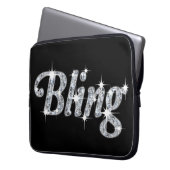 Glam Imitate Silberdiamanten Blindtext auf schwarz Laptopschutzhülle (Vorderseite Links)