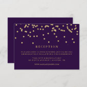 Glam Imitats Gold Confetti und Deep Lila Empfang Einladung (Vorne/Hinten)