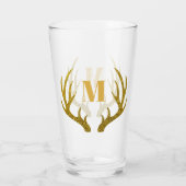 Glam Imitats Gold Glitzer Deer Antlers | Monogramm Glas (Rückseite)