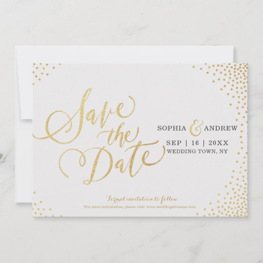 Glam Imitats Gold Glitzer Kalligraphie Save the Da Save The Date (Vorderseite)