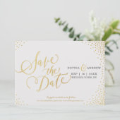 Glam Imitats Gold Glitzer Kalligraphie Save the Da Save The Date (Stehend Vorderseite)