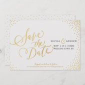 Glam Imitats Gold Glitzer Kalligraphie Save the Da Save The Date (Vorne/Hinten)