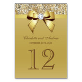 Glam Imitats Gold Sequins Bow Wedding Tischnummer (Rückseite)
