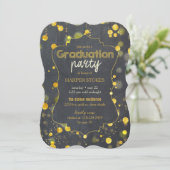 Glam Imitats Goldene Foil Confetti Graduierungspar Einladung (Stehend Vorderseite)