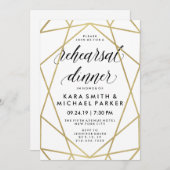 Glam Imitats Goldene geometrische Hochzeitsfeier P Einladung (Vorne/Hinten)