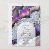 Glam Imitats Holographic Agate Marble Geode Weddin Einladung (Vorderseite)
