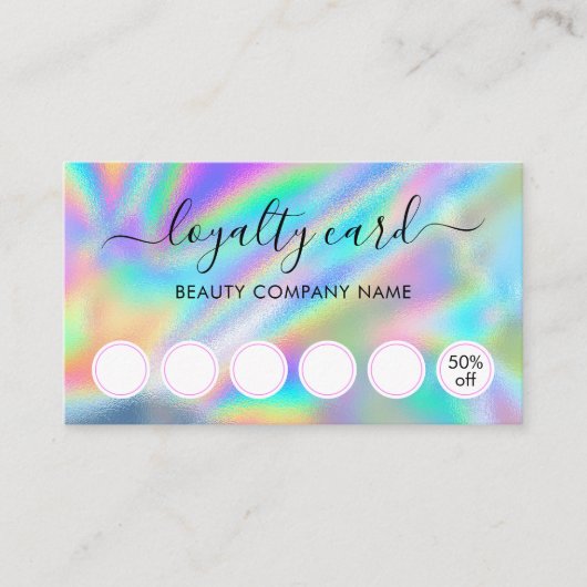 Glam Imitats Holographic Beauty Salon Loyalty Card Visitenkarte (Vorderseite)