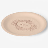 Glam Imitats Rose Gold auf Blush Pink Hochzeit Mon Pappteller (Schrägansicht)