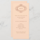 Glam Imitats Rose Gold auf Blush Pink Hochzeitspro Programm (Vorne/Hinten)