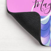 Glam Iridescent Blue Mermaid Scales Name Monogram Mousepad (Ecke)
