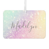 Glam Iridescent Glitzer Personalisiert farbig Autolufterfrischer (Rückseite)