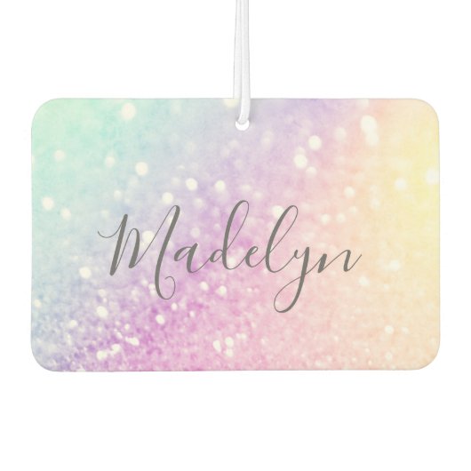 Glam Iridescent Glitzer Personalisiert farbig Autolufterfrischer (Vorderseite)