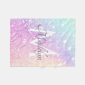 Glam Iridescent Glitzer Personalisiert farbig Fleecedecke (Vorderseite (Horizontal))