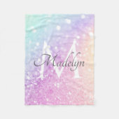 Glam Iridescent Glitzer Personalisiert farbig Fleecedecke (Vorderseite)