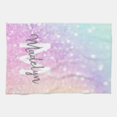 Glam Iridescent Glitzer Personalisiert farbig Geschirrtuch (Horizontal)