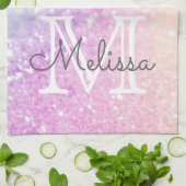Glam Iridescent Glitzer Personalisiert farbig Geschirrtuch (Gefaltet)
