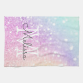 Glam Iridescent Glitzer Personalisiert farbig Geschirrtuch (Horizontal)