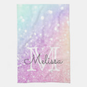 Glam Iridescent Glitzer Personalisiert farbig Geschirrtuch (Vertikal)