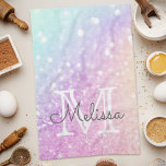 Glam Iridescent Glitzer Personalisiert farbig Geschirrtuch<br><div class="desc">Dieses farbenfrohe,  bunt gestylte Glitzer-Muster lässt sich einfach mit Ihrem individuelle Name und/oder Monogramm personalisieren.</div>