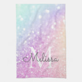 Glam Iridescent Glitzer Personalisiert farbig Geschirrtuch (Vertikal)