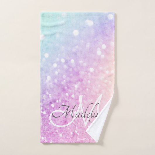 Glam Iridescent Glitzer Personalisiert farbig Handtuch (Handtuch)
