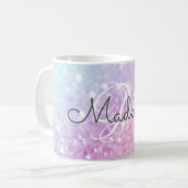 Glam Iridescent Glitzer Personalisiert farbig Kaffeetasse (Vorderseite Links)