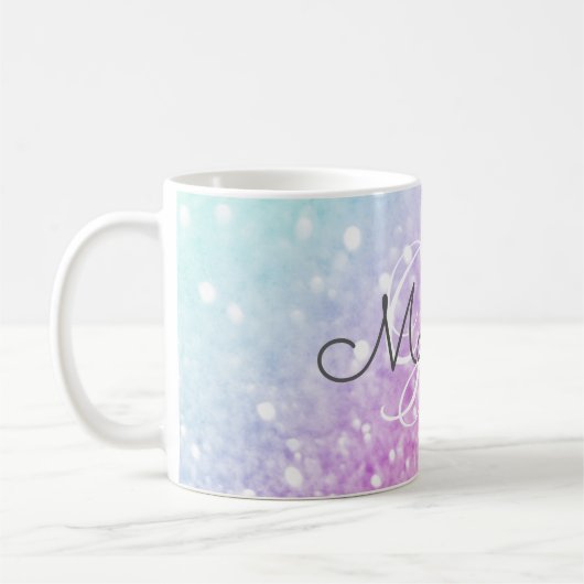 Glam Iridescent Glitzer Personalisiert farbig Kaffeetasse (Links)